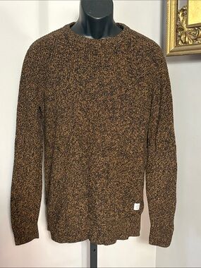 Jack & Jones Large Marled Brown Black Crewneck Sweater